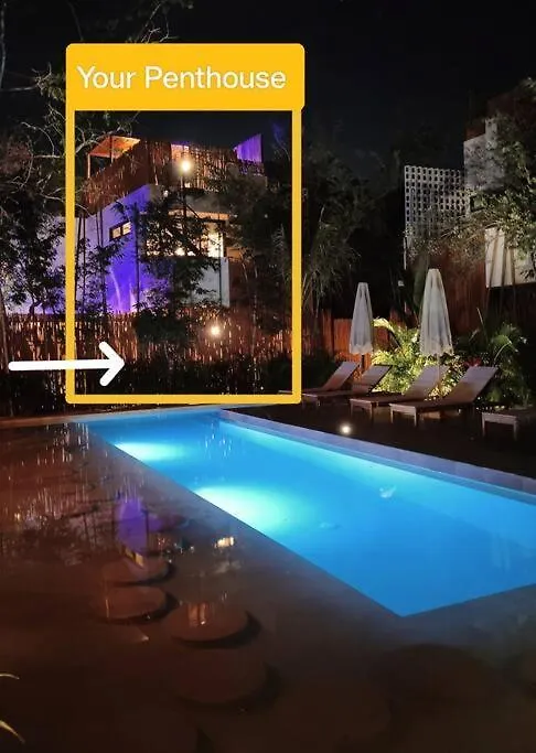 Luxury Penthouse Studio With Private Rooftop & Pool Tulum Pueblo